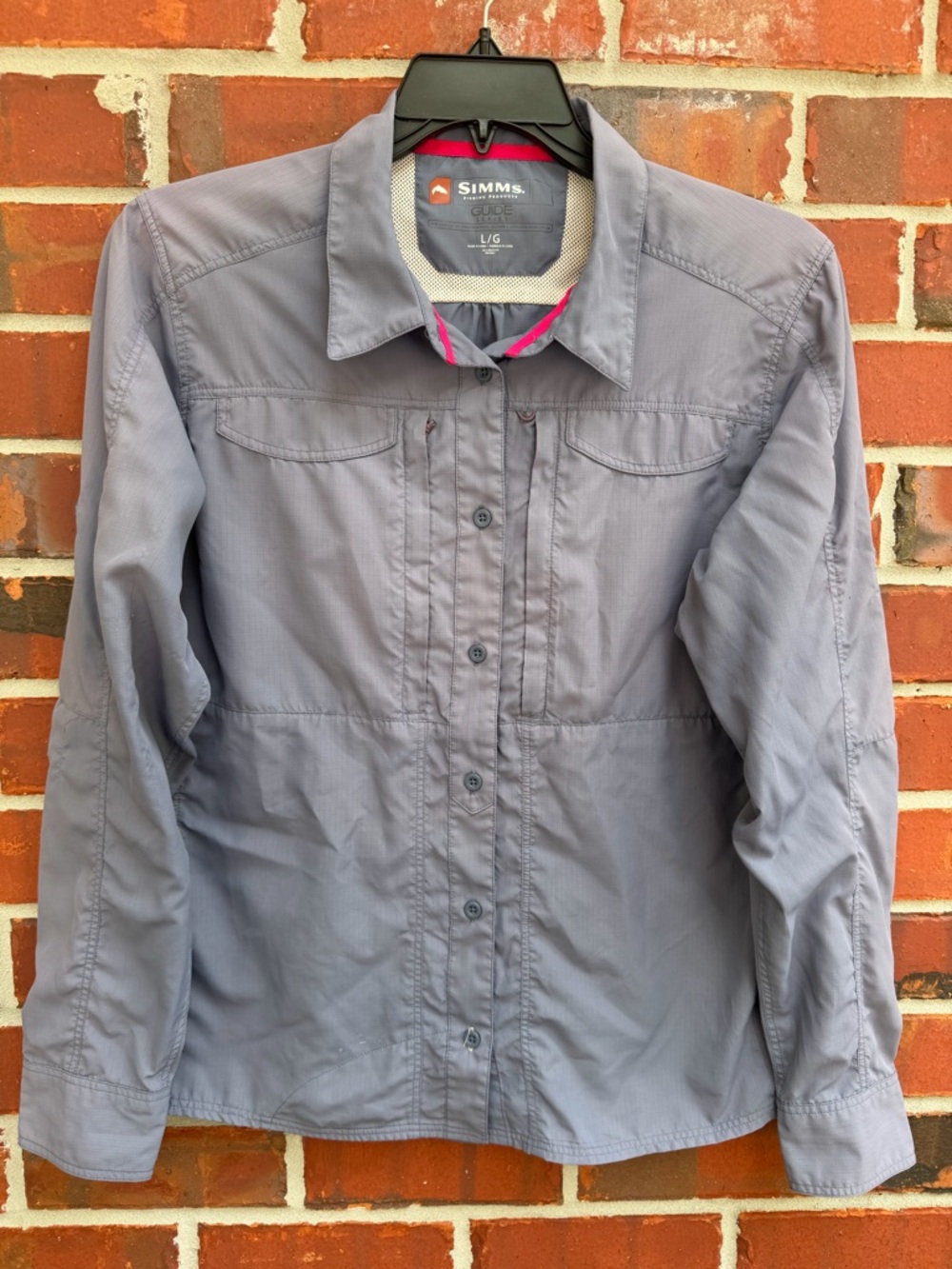 Simms Fishing Guide Series Women’s L Long Sleeve Button Up Vented Shirt F6